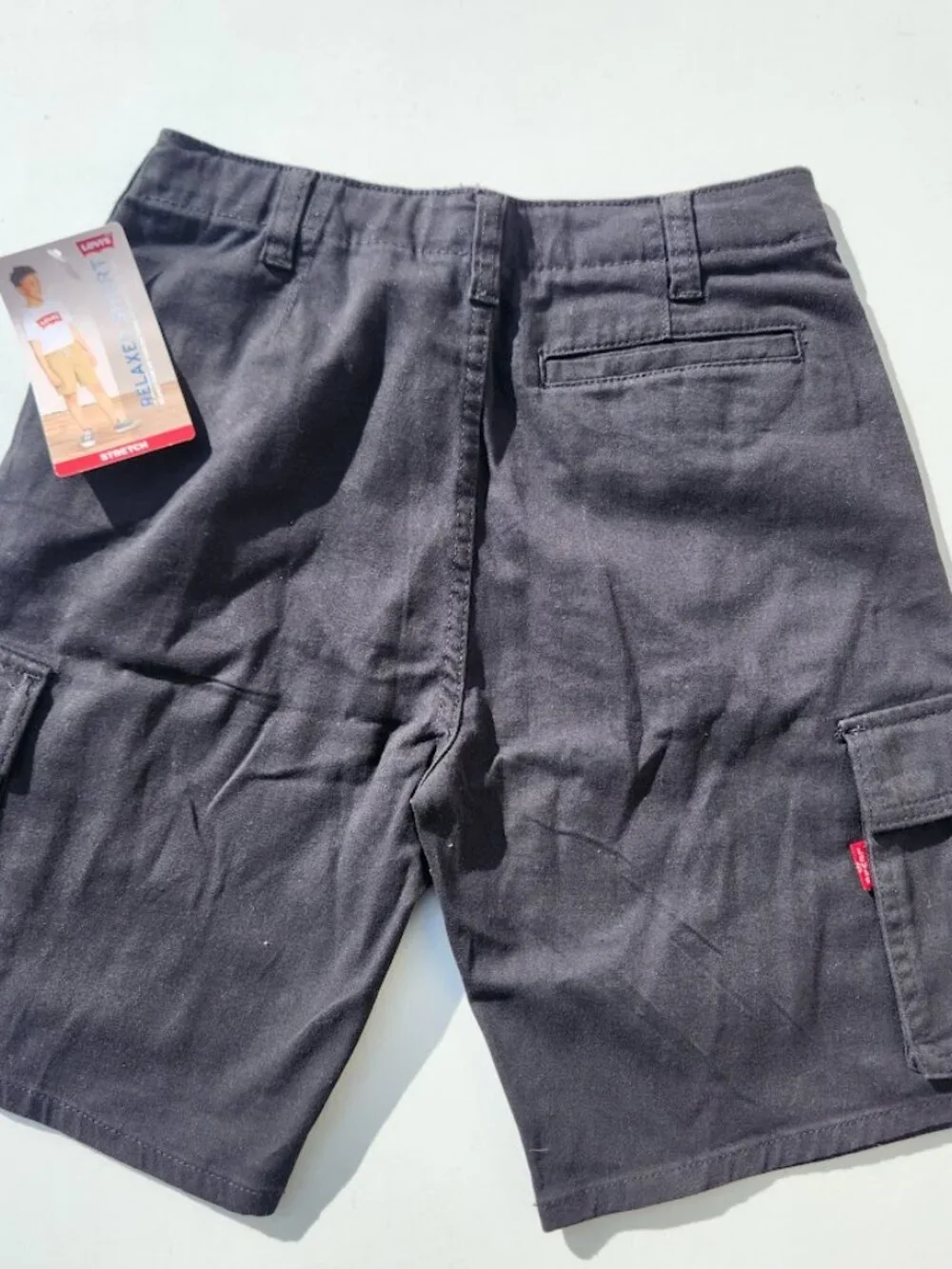 NEW Levi's Boys Twill Cargo Shorts Size 20 Black School Uniform Cotton 98% cotto
